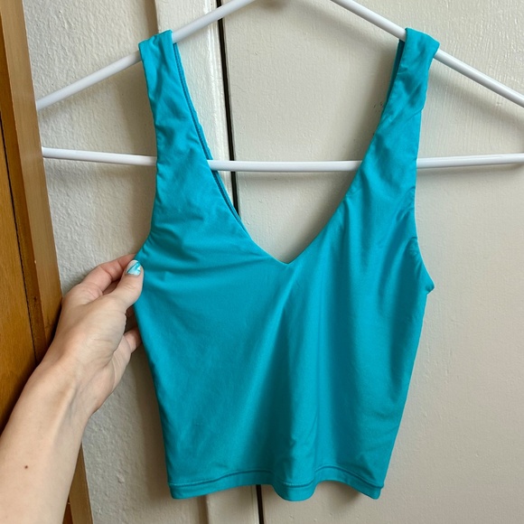 Aerie Smoothez V-Neck Cropped Tank Cami Aqua Turquoise XXS - Picture 2 of 8
